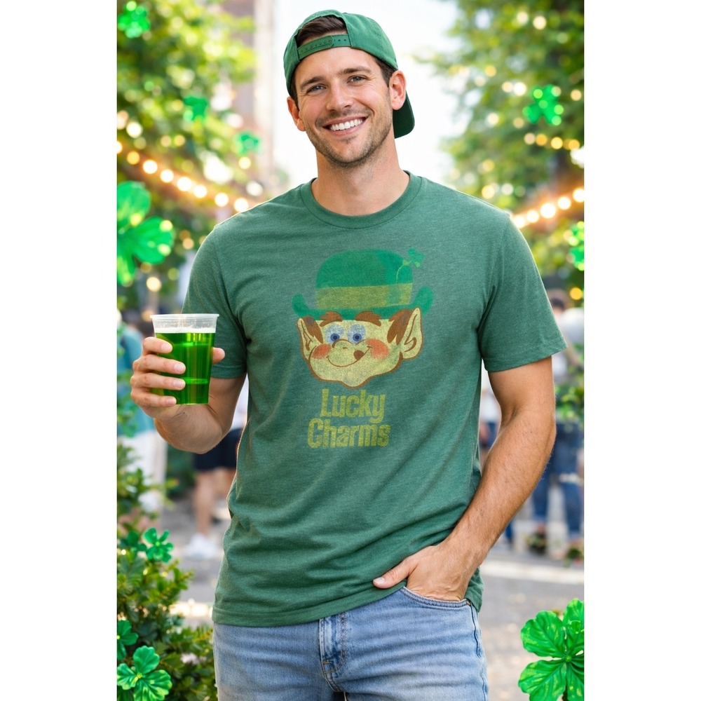 Lucky Charms Leprechaun Tee St Patrick's Day Vintage Look Green ShirtSoft Sz L